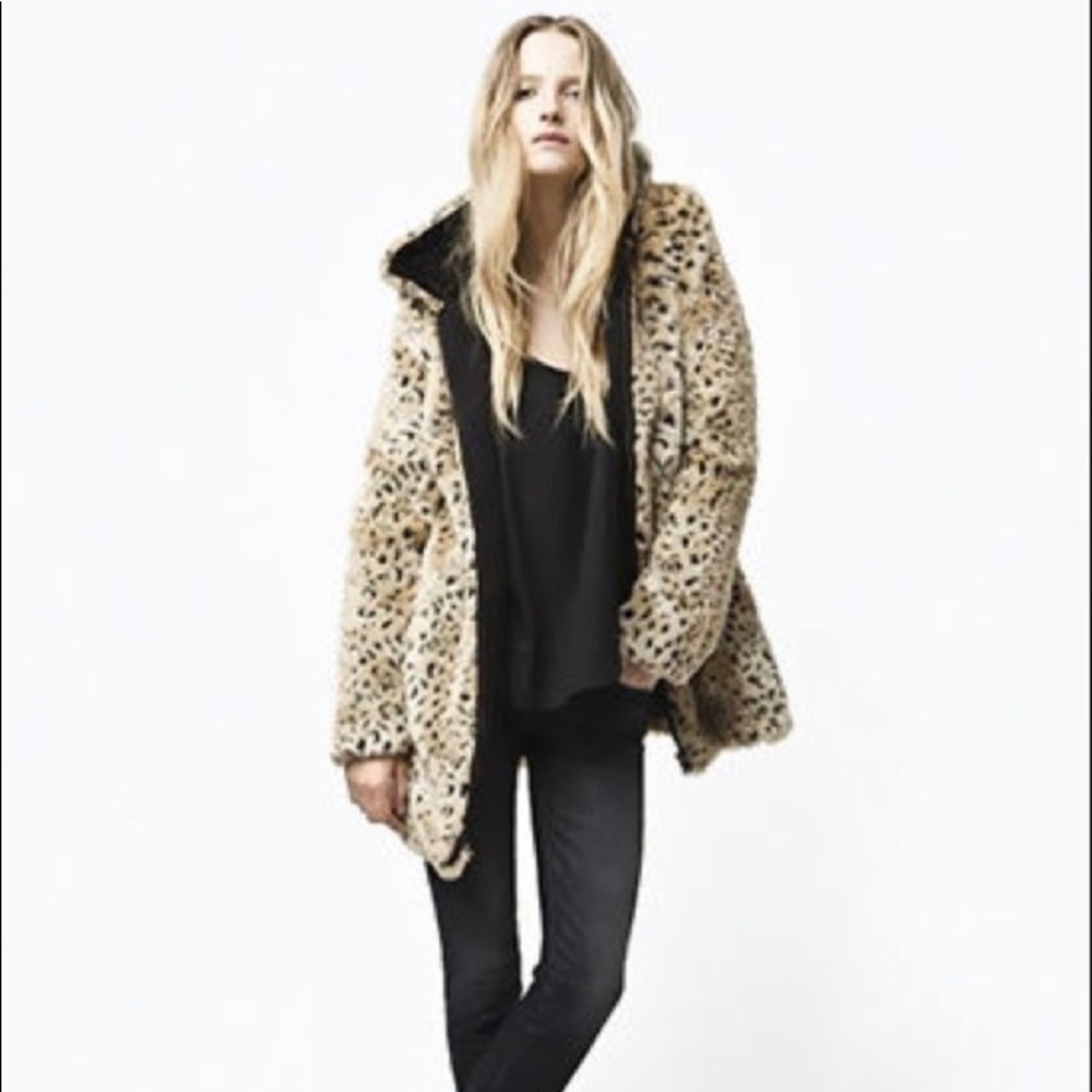 Pamela McCoy Faux Fur/ Leopard Hoody Jacket